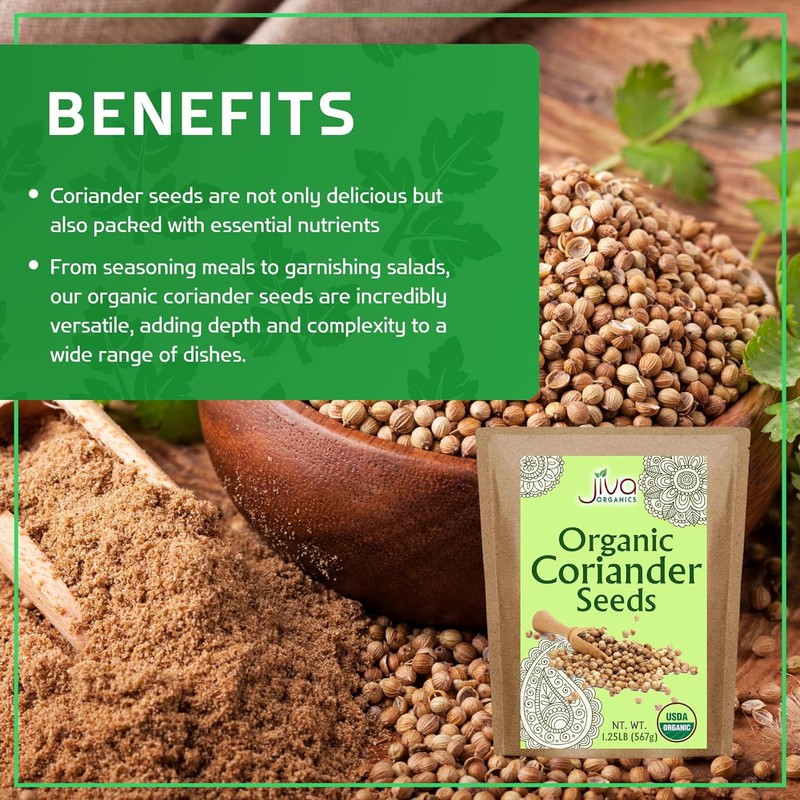 Jiva Organics Organic Coriander Seeds Whole 1.25 Pound Bulk Bag