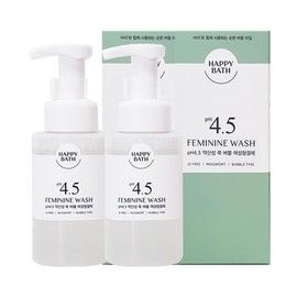 Happy Bath PH 4.5 Mildly Acidic Mugwort Bubble Feminine Wash 300ml x2 / 해피바스 PH4.5 약산성 쑥 버블 여성청결제 300ml x2
