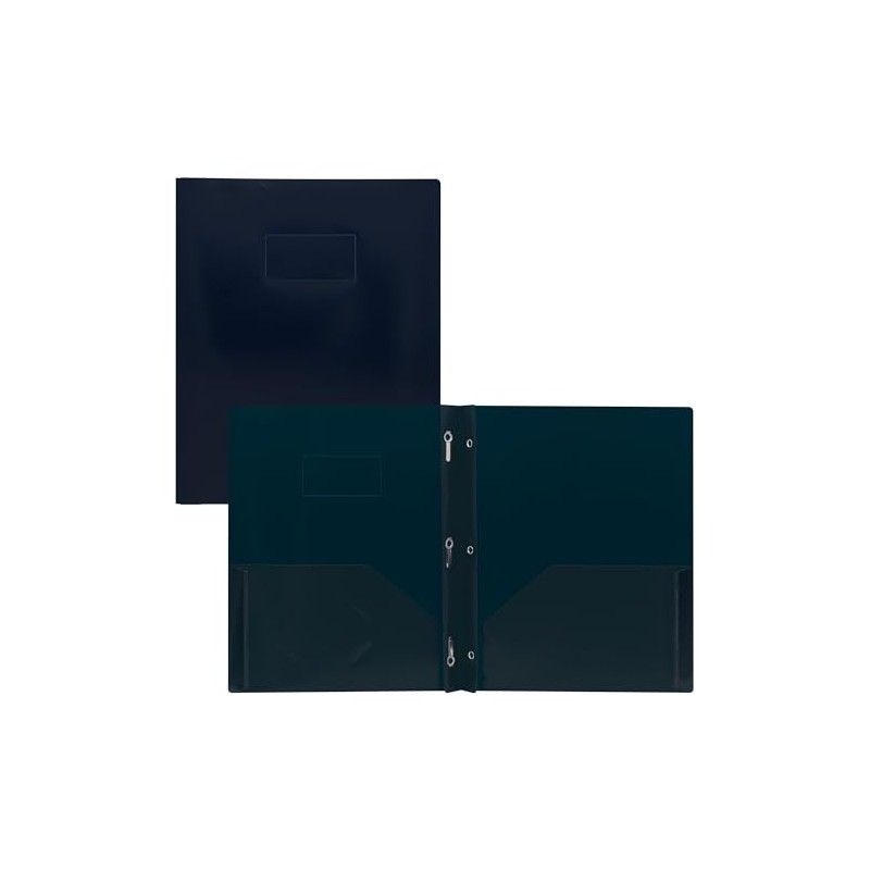 Winnable 3-Prong Plastic Report Cover Duotangs, Twin Pockets, Letter Size,