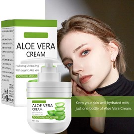 Krmspe Aloe Vera Cream for Face, Aloe Vera Facial Moisturizer for Dry, Sensitive Skin, Hydrating & Moisturizing Face Cream for Women Reduces Dryness Soft Moisturizing Damaged Skin 3.5 Fl Oz