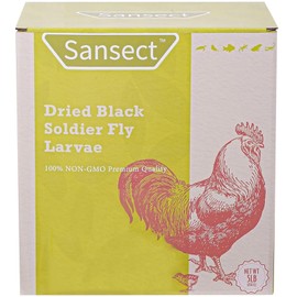 SANSECT 5LB Dried Black Soldier Fly Larvae, 100% Natural Non-GMO Chicken Feed, More Calcium Than Dried Mealworms, High Protein Chickens Treats for Laying Hen, Wild Birds, Ducks