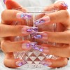 Sethexy Purple Rhinestone Handmade Press On Nail 3D Butterfly Crystal