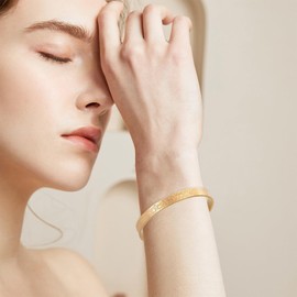 VASSAGO Ayatul Kursi Bracelet for Women Men Muslim Quran Allah Openable Bangles Arabic Calligraphy Cuff Bracelet Islam Eid Islamic Jewelry Gifts (gold Ayatul Kursi Bracelet-2Pcs)