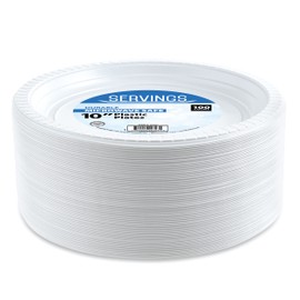 Blue Sky 10 Inch White Plastic Plates - [100 Count] Disposable Plastic Plates, Microwave Safe, Perfect for Birthday Parties, Weddings, Banquets, Picnics, and Everyday Use