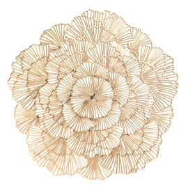 YOOHOTOUCH Round Placemats, Gold Ginkgo Leaf Pattern, Vinyl Material, 15 Inch Diameter,Washable Non-Slip, Decorative Table Setting, Set of 6 (6, Gold)