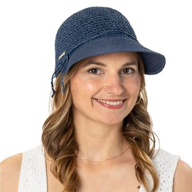 Seeberger Norderney Women's Sun Hat 57 cm (Manufacturer Size: One Size), Blue (Ink 0068)