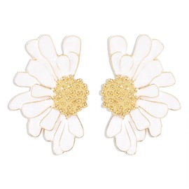 TTPSRY Flower Earrings Bohemian Earrings Exaggerated Flower Petal Earrings Big Vintage Tassel Dangle Floral Petal Earrings Statement Jewelry for Women (White)