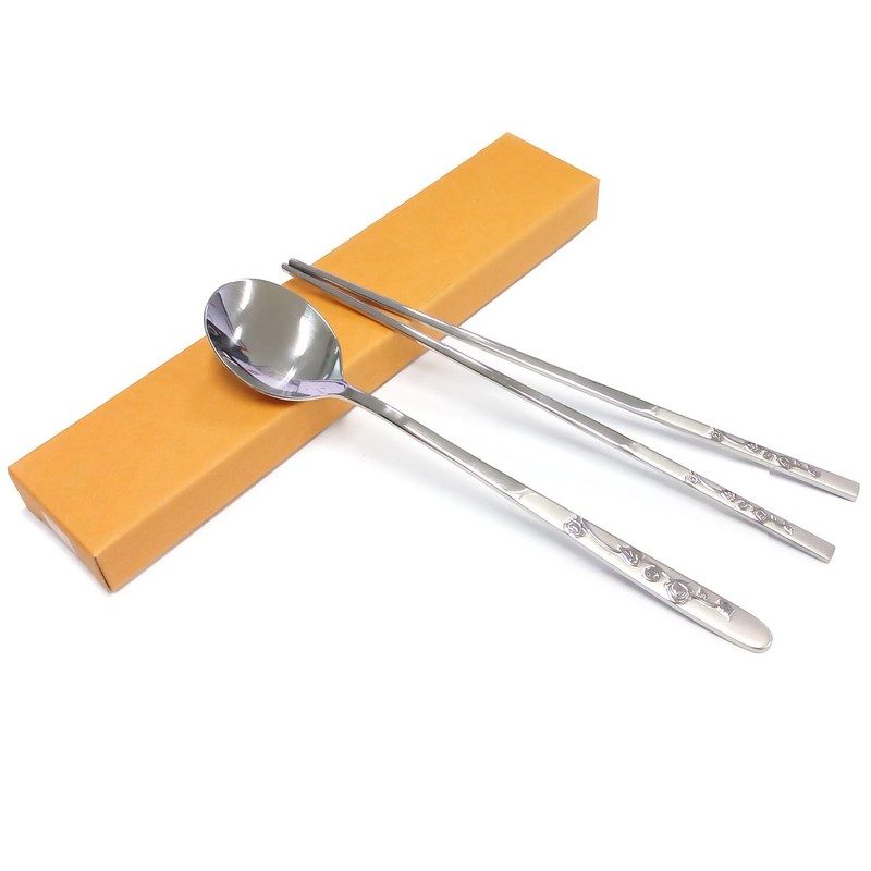 SUPIA Korean Traditional Cutlery Stainless Steel Spoons and Chopsticks Set