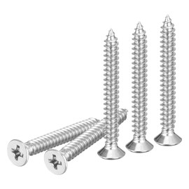 DTGN 20Pcs M6x50mm Flat Head Wood Screws, 304 Stainless Steel Phillips Self Tapping Screws - Good for Woodworking, Furniture - Silver