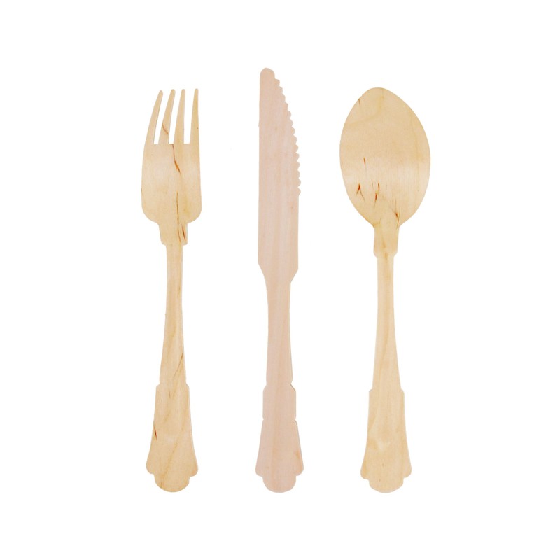 BambooMN Brand - Disposable Fork, Knife, Spoon Set, 10 Pieces
