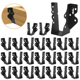 24PCS 2x4 Joist Hanger, Hurricane Ties,Black Powder Coating Joist Brackets for Rafters Tie Brackets…