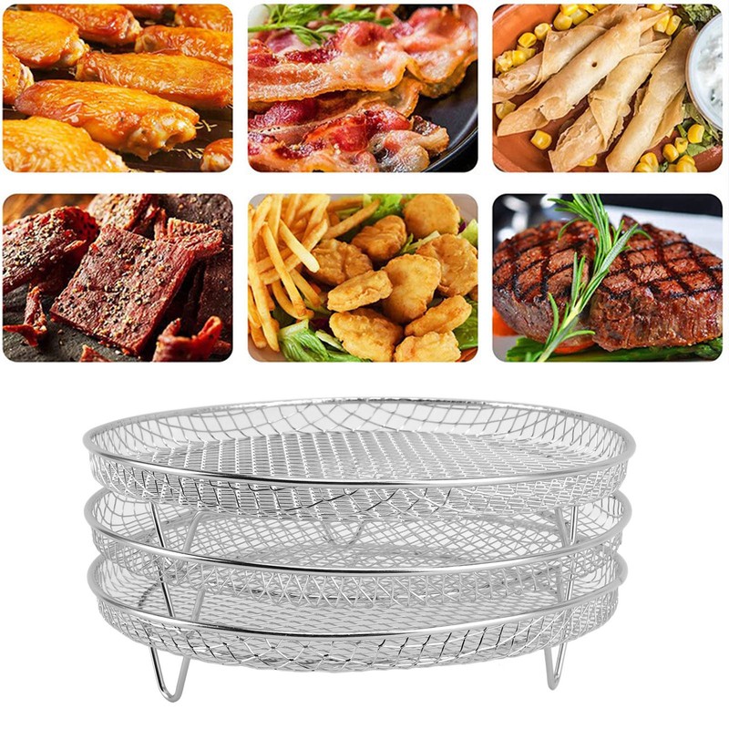 3PCS Fryer Rack Set 304 Stainless Steel Stackable Multi Layer