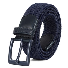 JASGOOD - Cinturón elástico trenzado para mujer, tela elástico para hombre, cinturón casual para pantalones y jeans, Hebilla F-azul-azul, Suit for Pant Size 39-44 inch