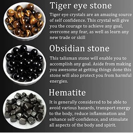HD Healing Crystals Tigers eye Black Obsidian and Hematite 8mm Stone Beads Good Luck Protection Bracelet Gift Men Women'day