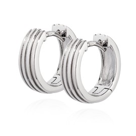 NKlaus Pair of Folding Hoop Earrings 333 Yellow Gold 8 Carat or 925 Silver 14 mm Hoop Earrings Women's Earrings, Sterling Silver