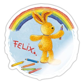 Spreadshirt Felix the Rabbit Malt Rainbow Stickers, 10 x 10 cm, Glossy White