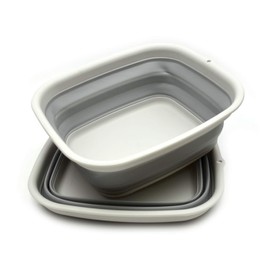 SAMMART Set of 2-9.45L (2.49 Gallon) Collapsible Tub - Foldable Dish Tub - Portable Washing Basin - Space Saving Plastic Washtub (2, Grey)