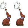 Chocolate Easter Bunny Clip On Dangle Earrings (H139clip)