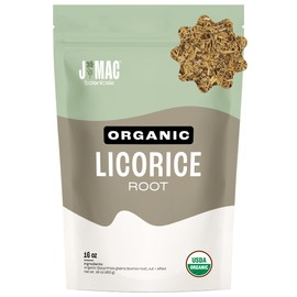 J MAC BOTANICALS Organic Licorice Root Tea, Cut and Sifted, Dried Herb, regaliz Raiz organico