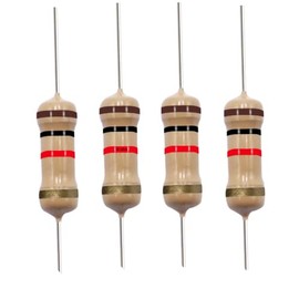 California JOS 1K Ohm Carbon Film Single Fixed Resistor 1/4 W (0.25 Watts) 5% Tolerance, (1K R, 1K ohm, 1K Ω) Resistor (40 Pack)