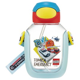 Skater PDSH6DX-A Water Bottle with Straw, 18.9 fl oz (530 ml), Tomica Straw Water Bottle, One Push for Kids
