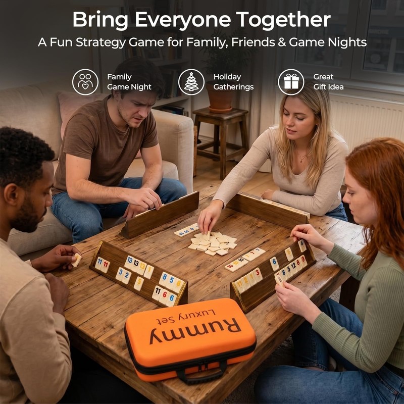 HOROW Rummy Cube Game Set 4 Player Edition, with 4