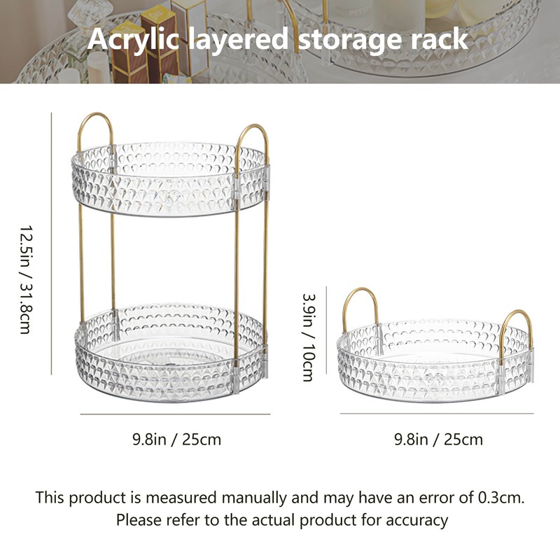 360° Rotating Cosmetic Display Case, 2-Tier Large Capacity Makeup Organizer