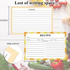 72 Blank Recipe Cards for Bridal Shower and Wedding - 4x6 Double Sided, 4 Fruit Design