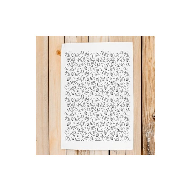 Purely Home Camping Tea Towel - Tent Forest Campervan Outdoor