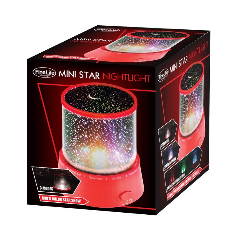 Red Night Lights for Kids- Star Design Projector Bedside Lamp