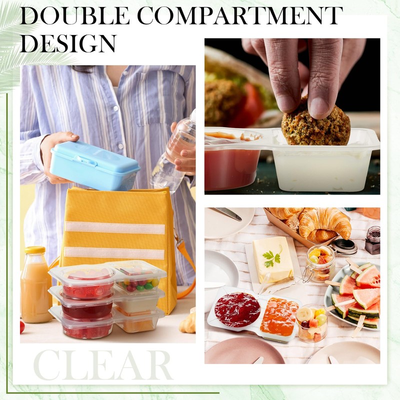 Blushtier 5 Pcs 5 oz Double Compartment Snack Containers with