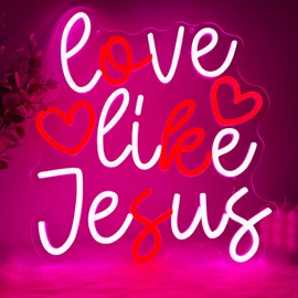 Valentine's Day Love Like Jesus Neon Sign, LED Neon Lights for Wall Decor, USB Powered with Switch Neon Light Sign for Bedroom, Wedding, Party, Room Decor, Valentine Gift