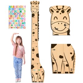 FIOBEE Growth Chart for Wall Wooden Kids Height Chart with DIY Stickers Cute Height Measurement Ruler for Toddler Baby Boys Girls Nursery Room Decor, Giraffe