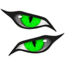 Pack of 2 Evil Eyes Eye Vinyl Car Motorbike Helmet Sticker Decal Green Each Stickers Measures 166mm by 68mm