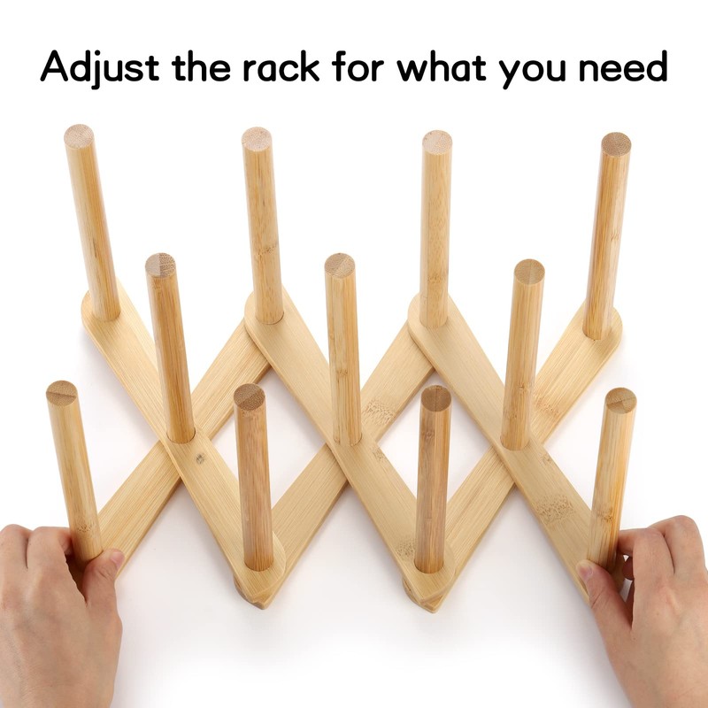 Lawei 2 Pack Bamboo Bottle Drying Rack, Retractable Bottle Cup