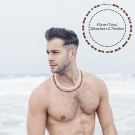 WAINIS 6Pcs Puka Shell Necklace for Men White Seashell Necklace Summer Beach Surfer Necklace Coconut Beads Hawaiian Pooka Choker 45CM