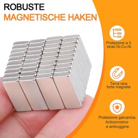 Pack of 80 Small Magnets Strong, 15 x 6 x 2 mm Neodymium Magnets Extra Strong, Magnets for Magnetic Board, Strong Magnetic Plates, Magnetic Rectangular for Kitchen Cabinet, Office, Whiteboard, Pin