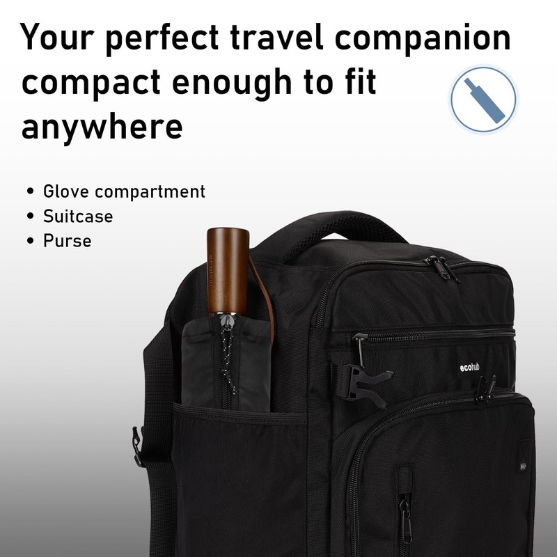 ECOHUB Travel Umbrella Windproof Strong With Compact Foldable, Automatic Open/Close,