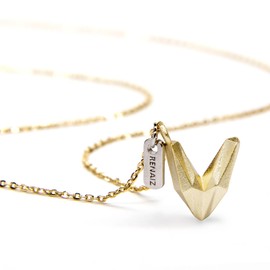 Renaiz - Collares geométricos con inicial de oro para mujer, moderno collar de letras de poliéster bajo chapado en oro real de 14 quilates, cadena de 14 a 24 pulgadas, colgante único de oro/plata A-Z,