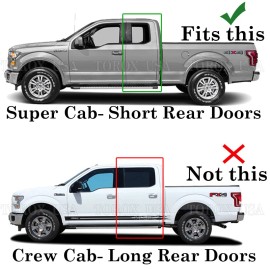 Torox 2015-2025 Ford F150 Extended/Super Cab 4PC SMOKE Door Vent Visors Rain Guards