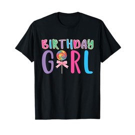 Lollipop Candy Theme Birthday Party Bday Girl Coquette Bow T-Shirt