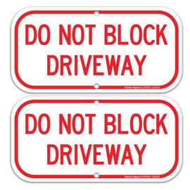 (2 Pack) Do Not Block Driveway Sign, No Parking Sign, .40 Rust Free Aluminum 12 x 6 Inches, UV Protected , Weather Resistant, Waterproof, Durable Ink，Easy to Mount