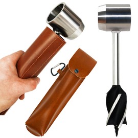 Survival Tools, 1.5 inch Bushcraft Hand Auger with Scotch Eye for Large Wood Pegs, Hand Auger Wood Drill, Essential Bushcraft Gear Manual Drill Hole Maker W/Settlers Wrench for Camping, Outdoor