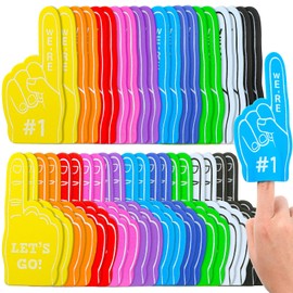 100 Pieces Mini Foam Finger #1 Sports Fan Foam Finger Sport Party Favors Basketball Baseball Football Soccer Team Cheerleader Gifts for Sporting Events Games Birthday Party Supplies (Multicolor)