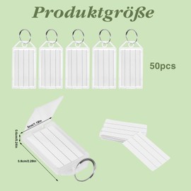 Jostift Pack of 50 key fobs, key fobs for labelling, key fobs, plastic key fobs for labelling for suitcases, luggage, pets, White