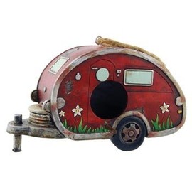 Birdhouse Camper Trailer, RV Collectible Garden Decor, 8-inch (One Pack)