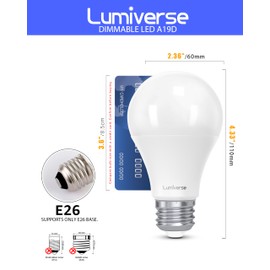 Lumiverse A19 LED Light Bulbs Dimmable, 5000k Daylight White 9.5 Watt [60w Equivalent], E26 LED Bulb Energy Efficient, UL Listed (5000K, Pack of 24)