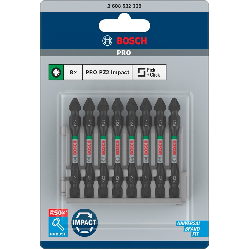 Bosch Professional 8-Piece Double Screwdriver Bit Set Pozidriv (impact Control,