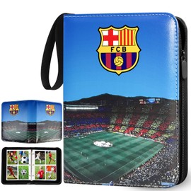 Football Trading Card Album 4 Compartments Football Cards Scrapbook with Zip and 50 Removable Pages for 400 Cards, Large Cards Book, Sports Card Folder, 3 Rings Card Folder