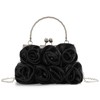 EVEOUT Elegant Satin Flower Evening Handbag with Chain for Women
